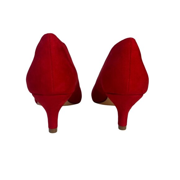 Svdsphde Pumps Shoes Womens 6.5 Red Suede New Kitten Heel - Picture 4 of 10